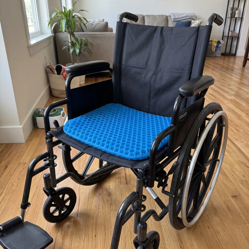 CellGel+ cushion fitted in a wheelchair seat