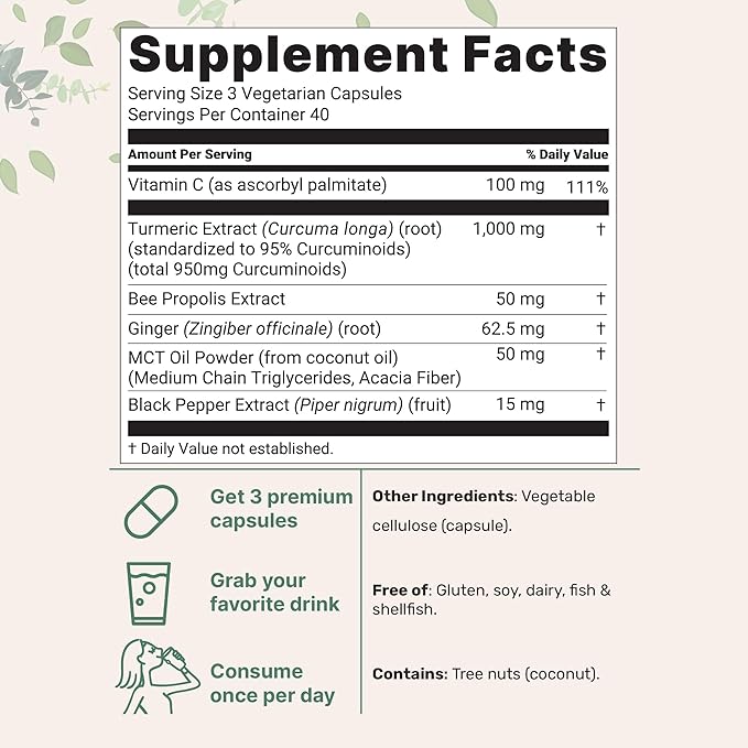 Turmeric Curcumin Joint Supplement (120 Veggie Capsules)