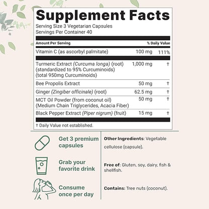 Turmeric Curcumin Joint Supplement (120 Veggie Capsules)