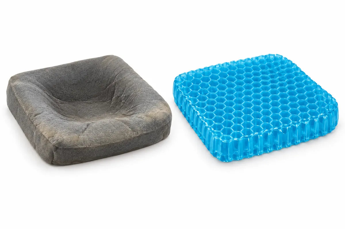 Flattened foam cushion next to the CellGel+ gel cushion
